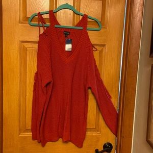 Brand New! Torrid red cold shoulder sweater, size 2